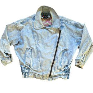 Vintage Andy Johns Denim Jacket Men XL Light Blue 80's 90's Style Retro